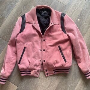 Straight to hell - pink corduroy varsity jacket!